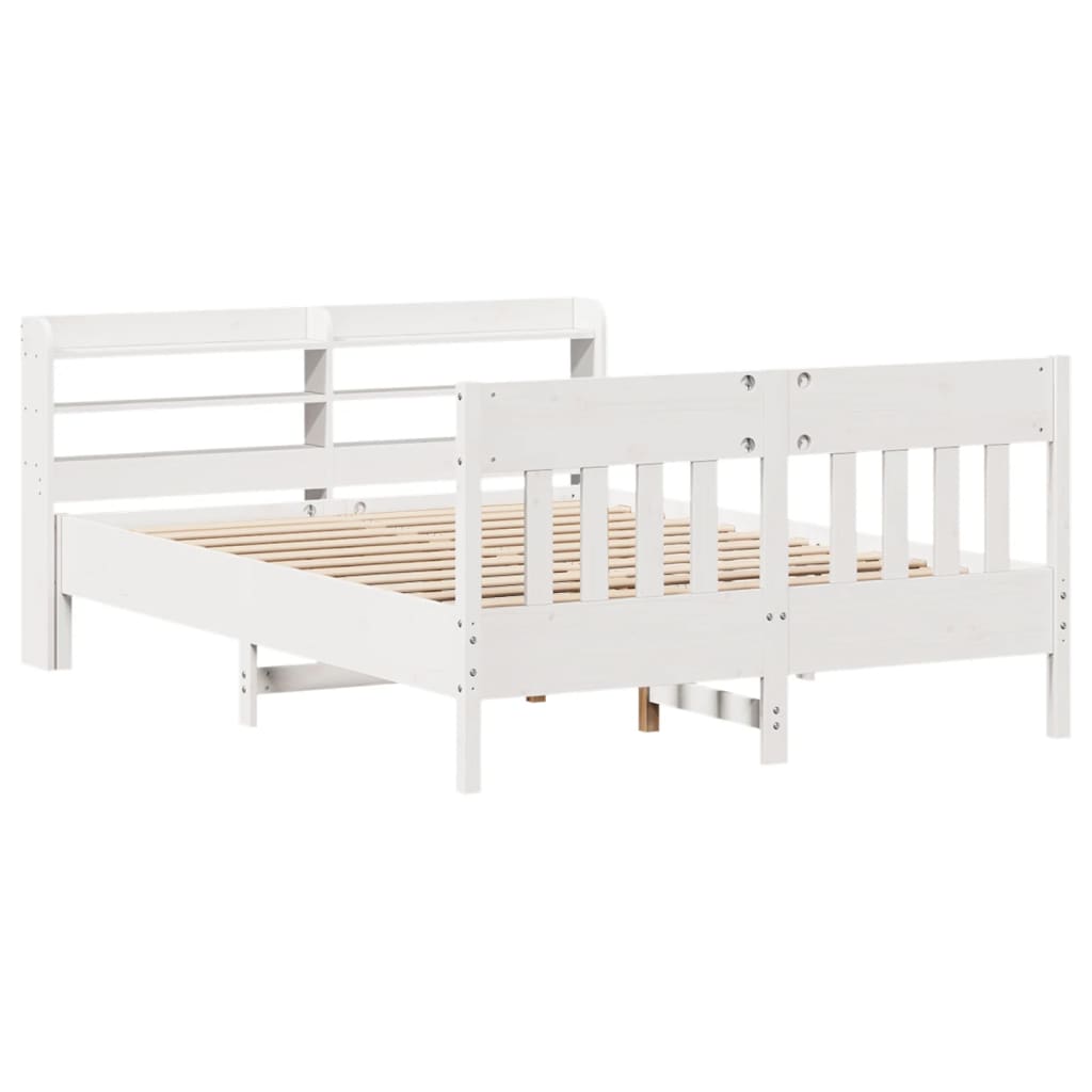 vidaXL Bedframe zonder matras massief grenenhout wit 120x200 cm afbeelding
