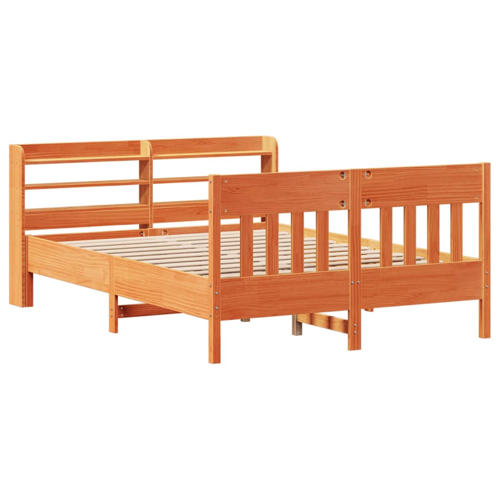 vidaXL Bedframe zonder matras massief grenenhout wasbruin 120x200 cm afbeelding