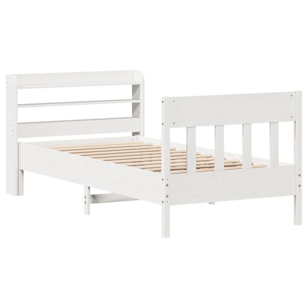 vidaXL Bedframe zonder matras massief grenenhout wit 140x200 cm afbeelding
