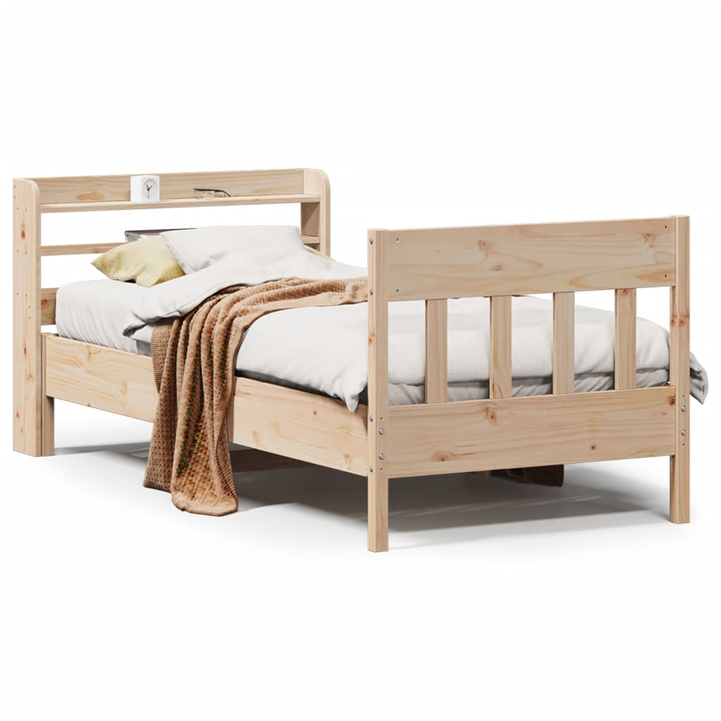 vidaXL Bedframe zonder matras massief grenenhout 90x200 cm bruin, foto 3