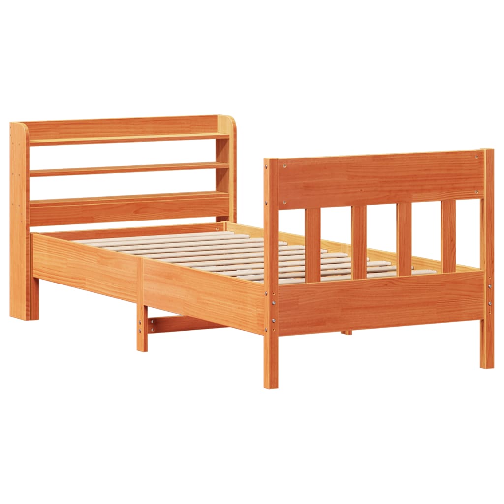 vidaXL Bedframe zonder matras massief grenenhout wasbruin 90x200 cm afbeelding