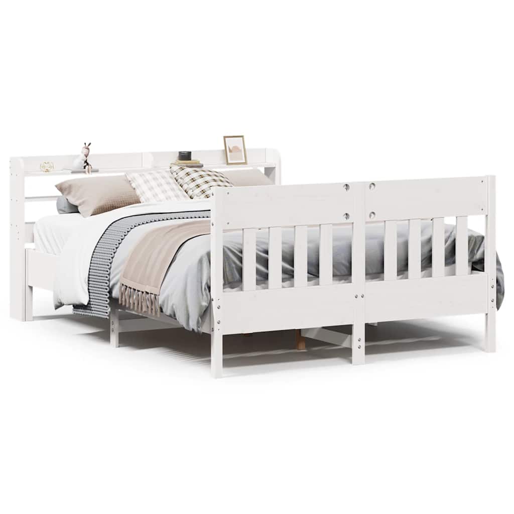vidaXL Bedframe zonder matras massief grenenhout wit 135x190 cm, foto 3