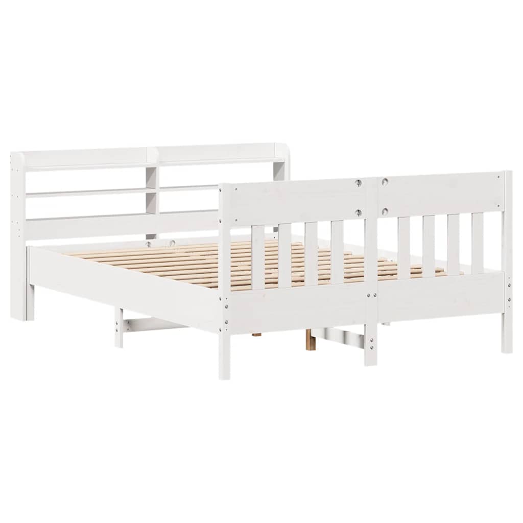 vidaXL Bedframe zonder matras massief grenenhout wit 135x190 cm, foto 2