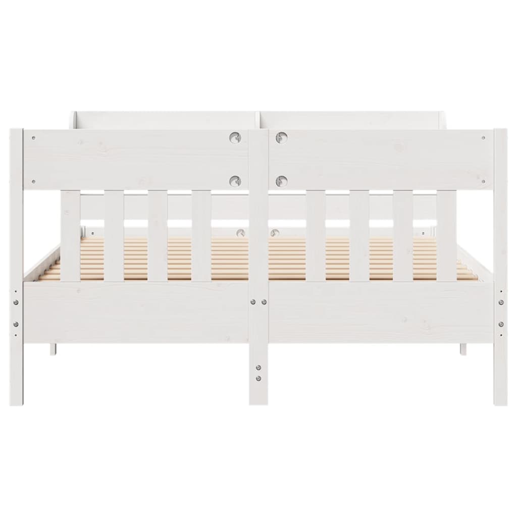 vidaXL Bedframe zonder matras massief grenenhout wit 135x190 cm, foto 4