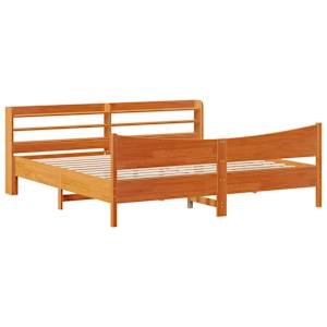 Rám postele s čelem voskově hnědý 200x200 cm masivní borovice - obrázek 2