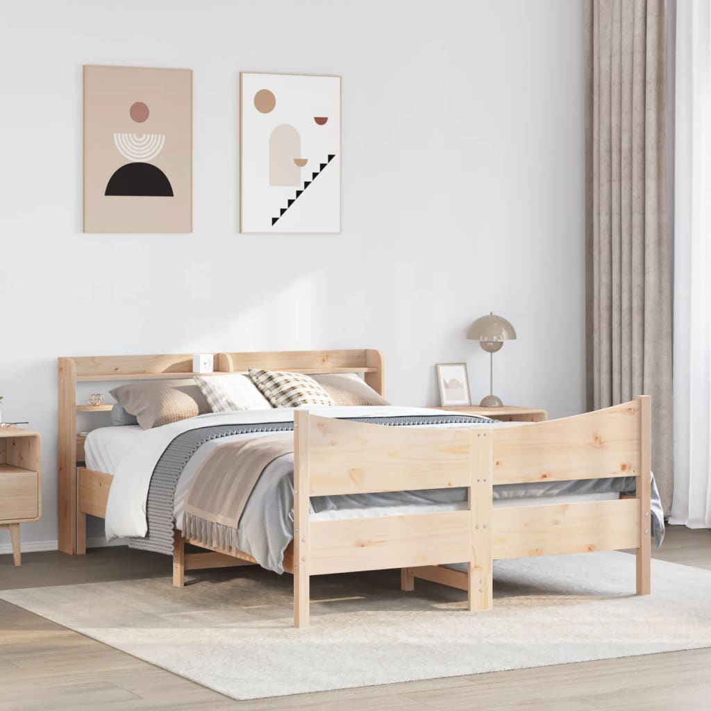 vidaXL Bedframe met hoofdbord massief grenenhout 160x200 cm afbeelding