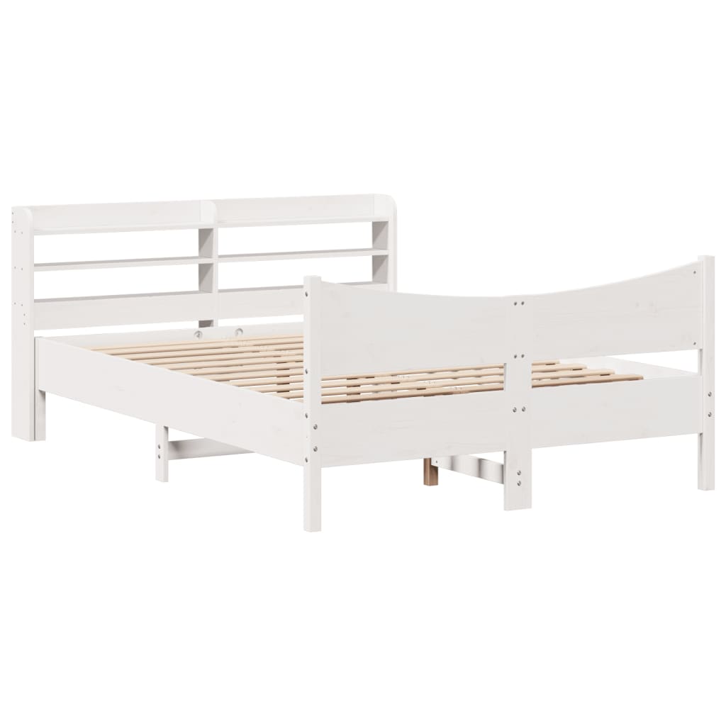 vidaXL Bedframe met hoofdbord massief grenenhout wit 140x190 cm, foto 3