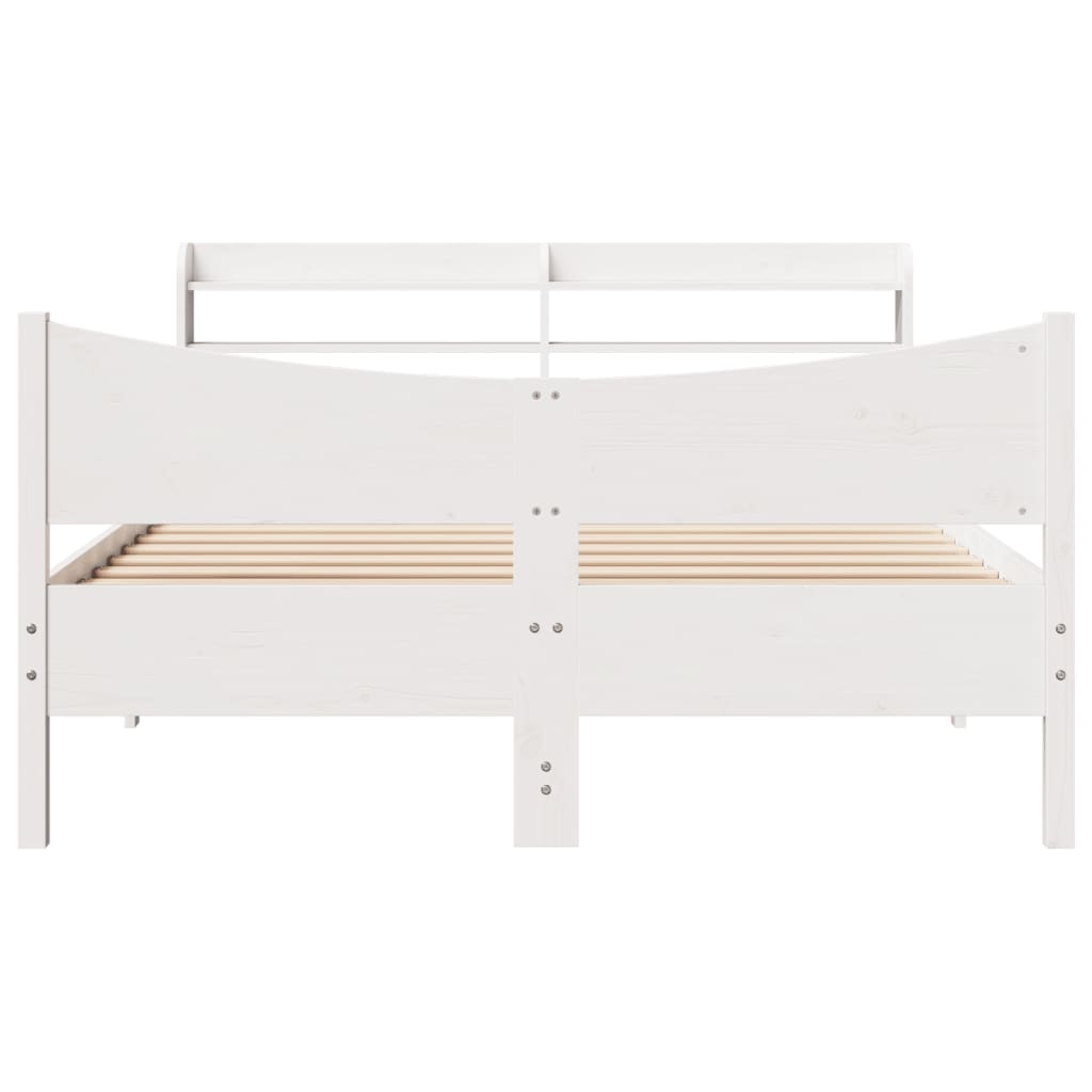vidaXL Bedframe met hoofdbord massief grenenhout wit 140x190 cm, foto 4