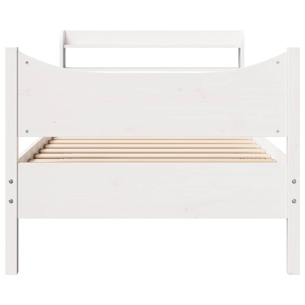 vidaXL Bedframe met hoofdbord massief grenenhout wit 75x190 cm, foto 4