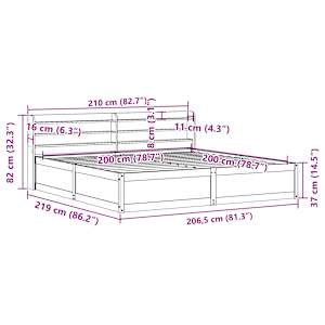 Rám postele s čelem voskově hnědý 200x200 cm masivní borovice - obrázek 12