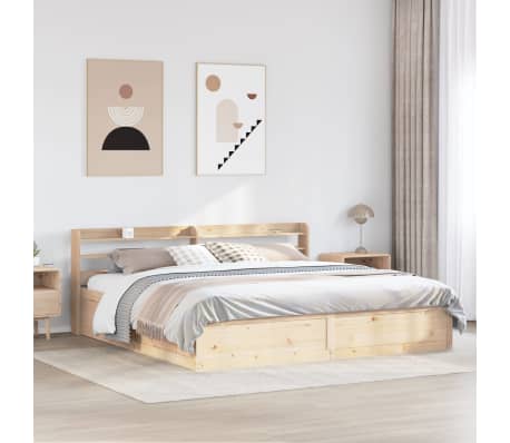 vidaXL Bedframe met hoofdbord massief grenenhout 180x200 cm