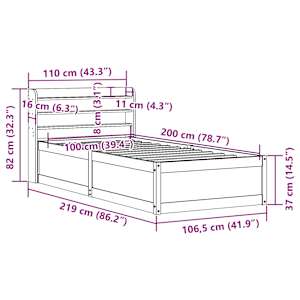Rám postele s čelem voskově hnědý 100 x 200 cm masivní borovice - obrázek 12