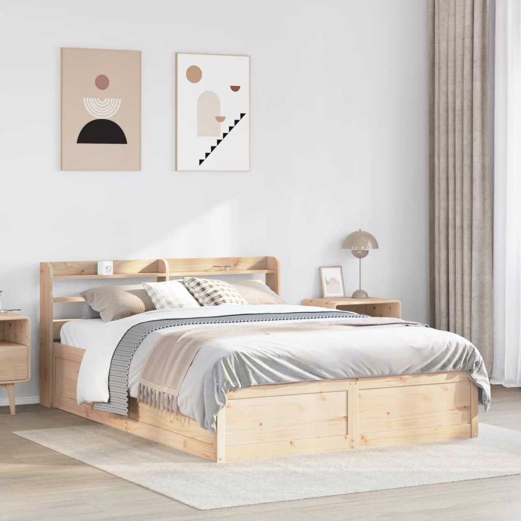 vidaXL Bedframe met hoofdbord massief grenenhout 120x190 cm afbeelding