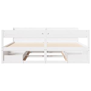 Postel bez matrace bílá 200 x 200 cm masivní borovice - obrázek 4