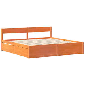 Postel bez matrace voskově hnědá 200 x 200 cm masivní borovice - obrázek 5