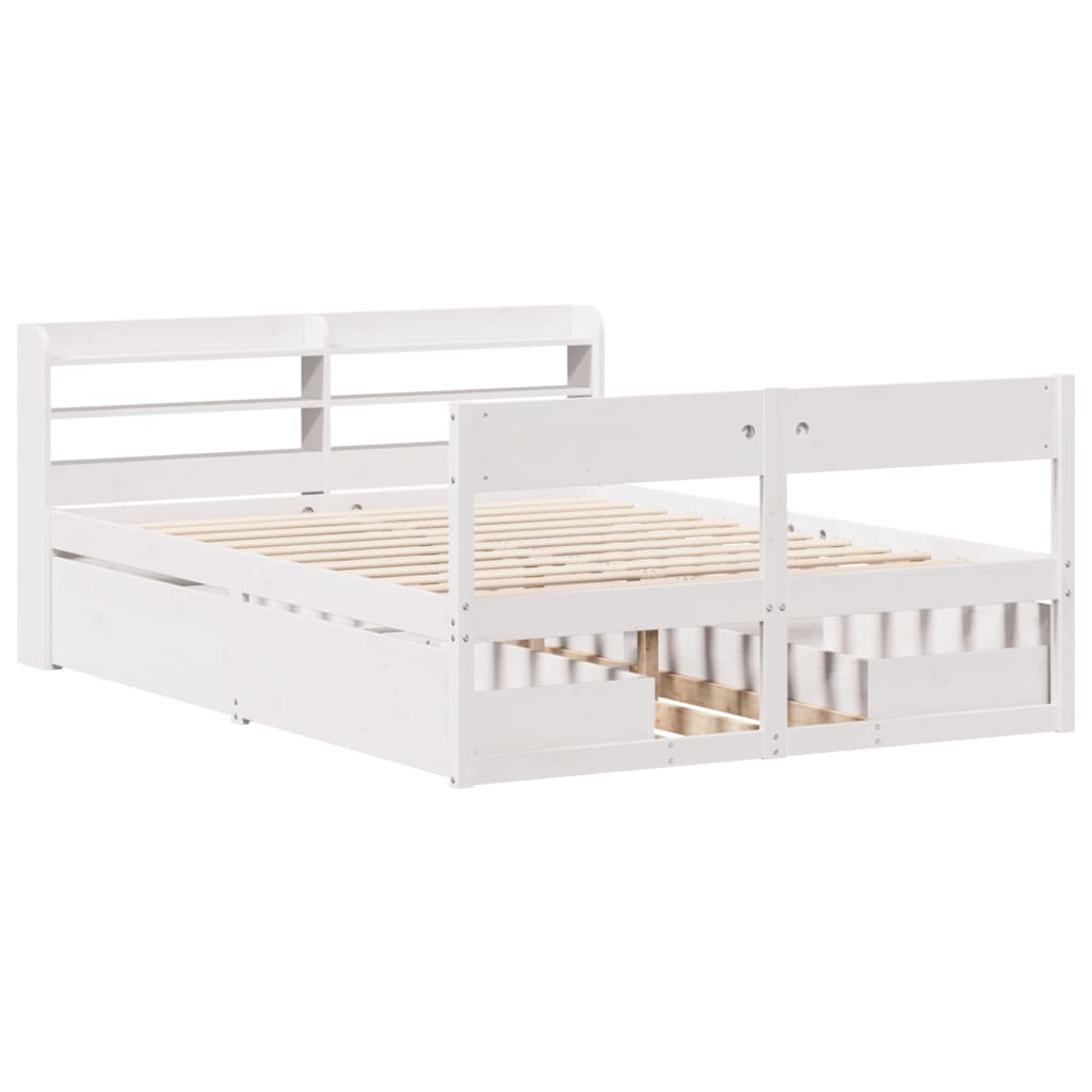 vidaXL Bedframe zonder matras massief grenenhout wit 120x200 cm afbeelding