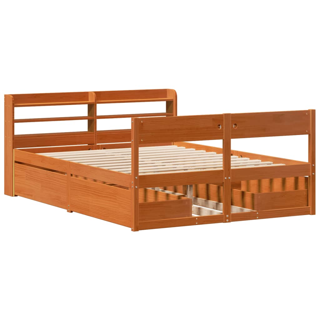 vidaXL Bedframe zonder matras massief grenenhout wasbruin 120x190 cm afbeelding