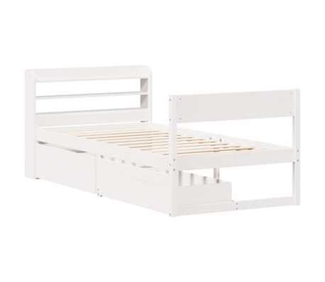 vidaXL Massivholzbett ohne Matratze Wei&szlig; 90x190 cm Kiefernholz