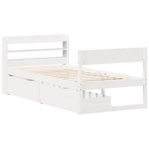 vidaXL Massivholzbett ohne Matratze Wei&szlig; 90x190 cm Kiefernholz