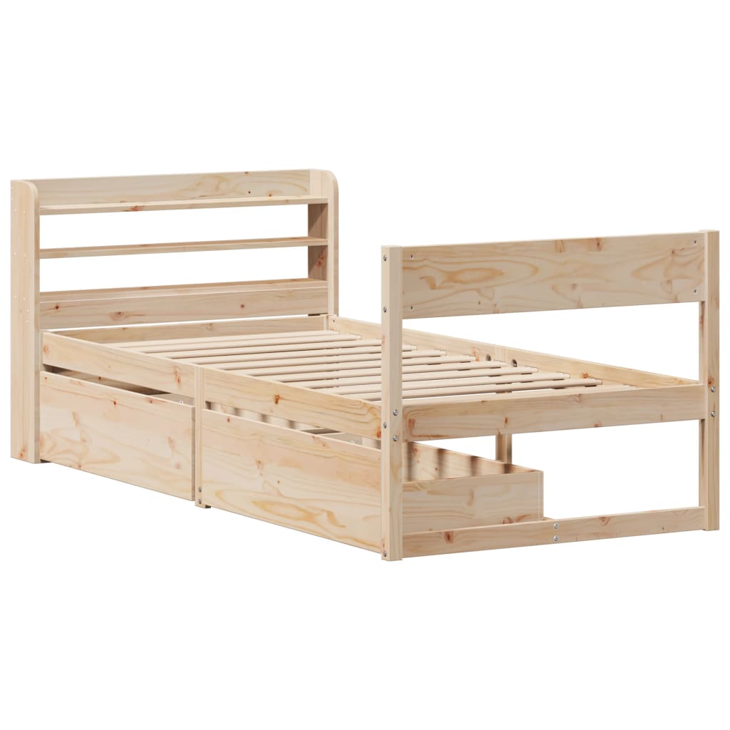vidaXL Cadru de pat fără saltea, 75x190 cm, lemn masiv de pin