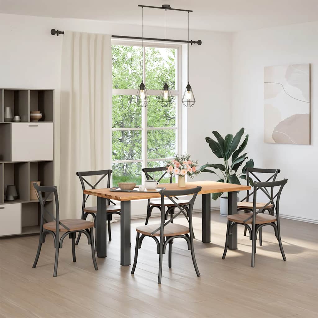 vidaXL Eettafel rechthoekig 180x80x74 cm massief eikenhout lichtbruin afbeelding