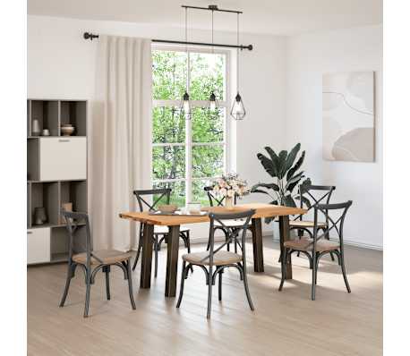 vidaXL Table &agrave; manger marron clair bois de ch&ecirc;ne massif rectangulaire