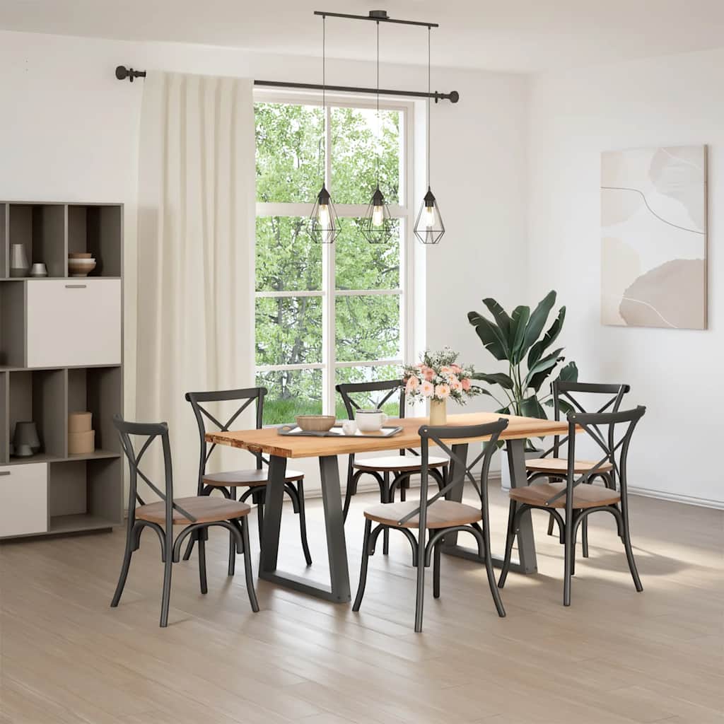 vidaXL Eettafel rechthoekig 180x80x74 cm massief eikenhout lichtbruin afbeelding