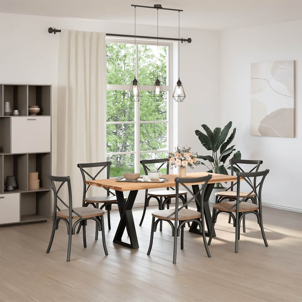 vidaXL Eettafel rechthoekig 180x80x74 cm massief eikenhout lichtbruin afbeelding