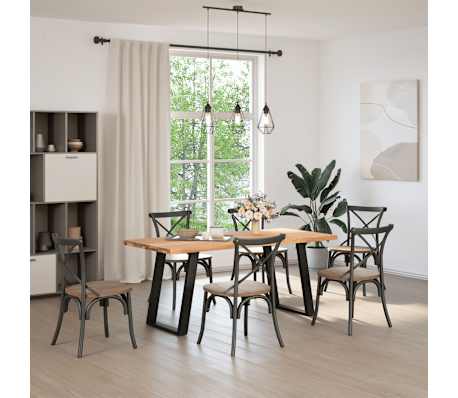 vidaXL Table &agrave; manger marron clair bois de ch&ecirc;ne massif rectangulaire