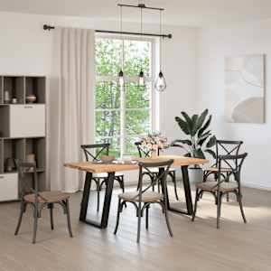 vidaXL Table &agrave; manger marron clair bois de ch&ecirc;ne massif rectangulaire