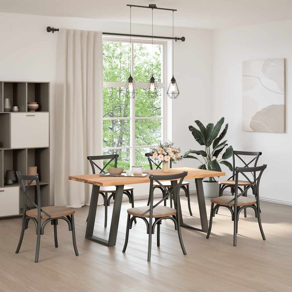 vidaXL Eettafel rechthoekig 180x80x74 cm massief eikenhout lichtbruin afbeelding