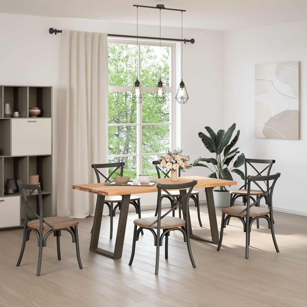 vidaXL Eettafel rechthoekig 180x80x74 cm massief eikenhout lichtbruin afbeelding