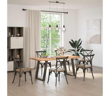 vidaXL Table &agrave; manger marron clair bois de ch&ecirc;ne massif rectangulaire