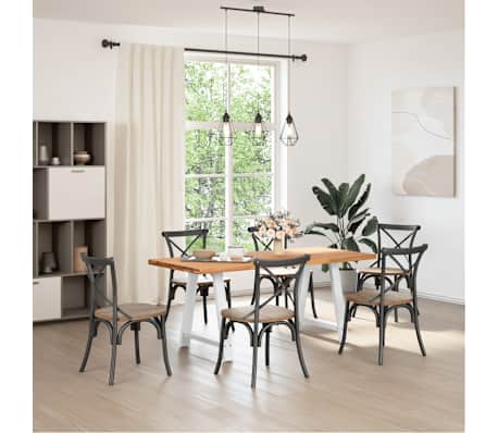 vidaXL Table &agrave; manger marron clair bois de ch&ecirc;ne massif rectangulaire