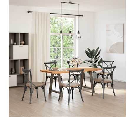 vidaXL Table &agrave; manger marron clair bois de ch&ecirc;ne massif rectangulaire