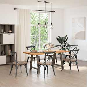 vidaXL Table &agrave; manger marron clair bois de ch&ecirc;ne massif rectangulaire