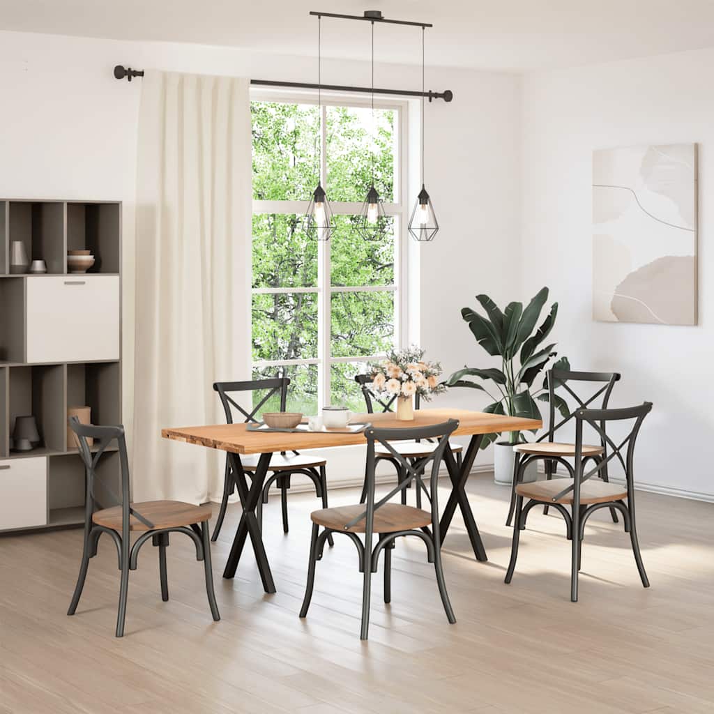 vidaXL Eettafel rechthoekig 180x80x74 cm massief eikenhout lichtbruin afbeelding