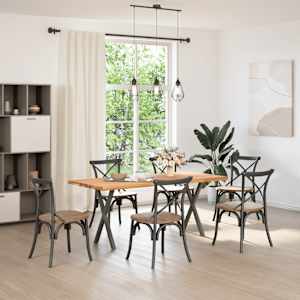 vidaXL Table &agrave; manger marron clair bois de ch&ecirc;ne massif rectangulaire