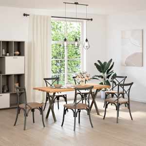 vidaXL Table &agrave; manger marron clair bois de ch&ecirc;ne massif rectangulaire