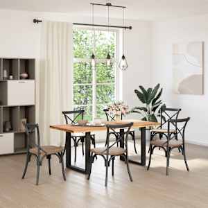 vidaXL Table &agrave; manger marron clair bois de ch&ecirc;ne massif rectangulaire