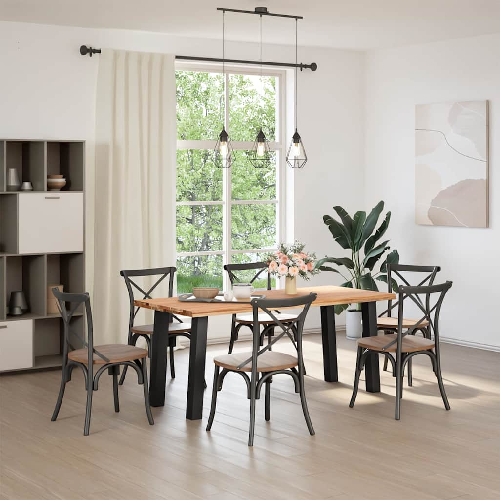 vidaXL Eettafel met natuurlijke rand massief eikenhout rechthoekig afbeelding