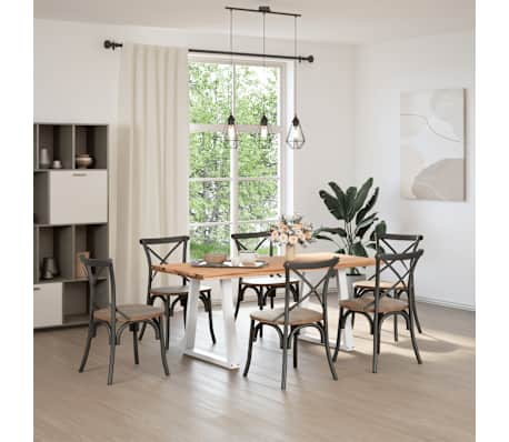 vidaXL Esstisch mit Baumkanten 180x80x74 cm Massivholz Eiche