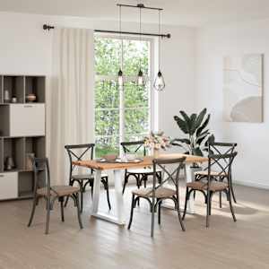 vidaXL Esstisch mit Baumkanten 180x80x74 cm Massivholz Eiche