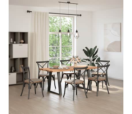 vidaXL Esstisch mit Baumkanten 180x80x74 cm Massivholz Eiche