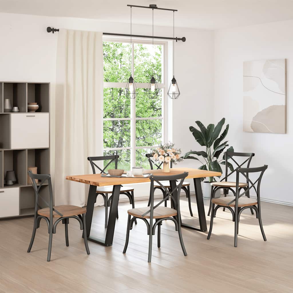 vidaXL Eettafel met natuurlijke rand massief eikenhout rechthoekig afbeelding