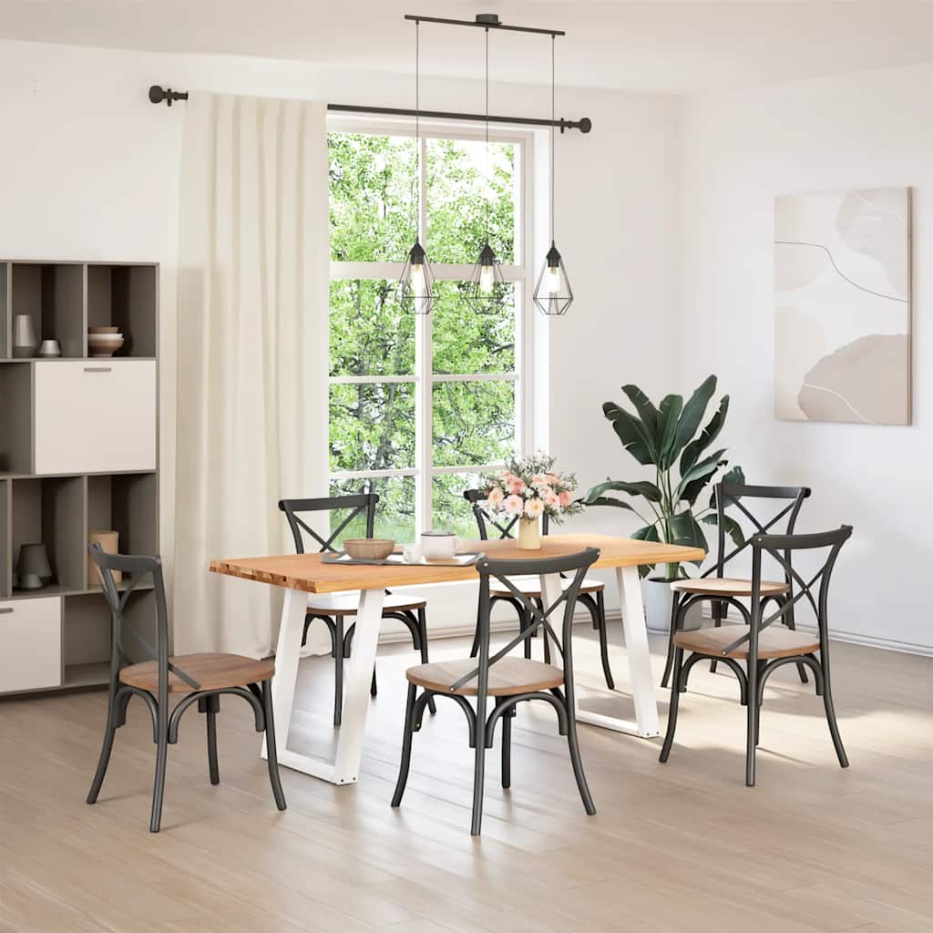 vidaXL Eettafel met natuurlijke rand massief eikenhout rechthoekig afbeelding