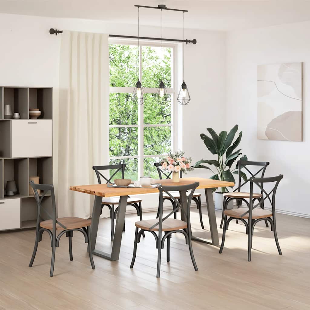 vidaXL Eettafel met natuurlijke rand massief eikenhout rechthoekig afbeelding