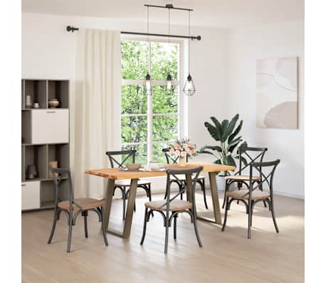 vidaXL Esstisch mit Baumkanten 180x80x74cm Massivholz Eiche Rechteckig