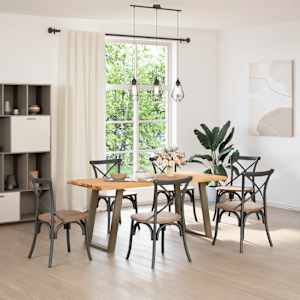 vidaXL Esstisch mit Baumkanten 180x80x74cm Massivholz Eiche Rechteckig