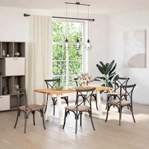 vidaXL Eettafel met natuurlijke rand massief eikenhout rechthoekig